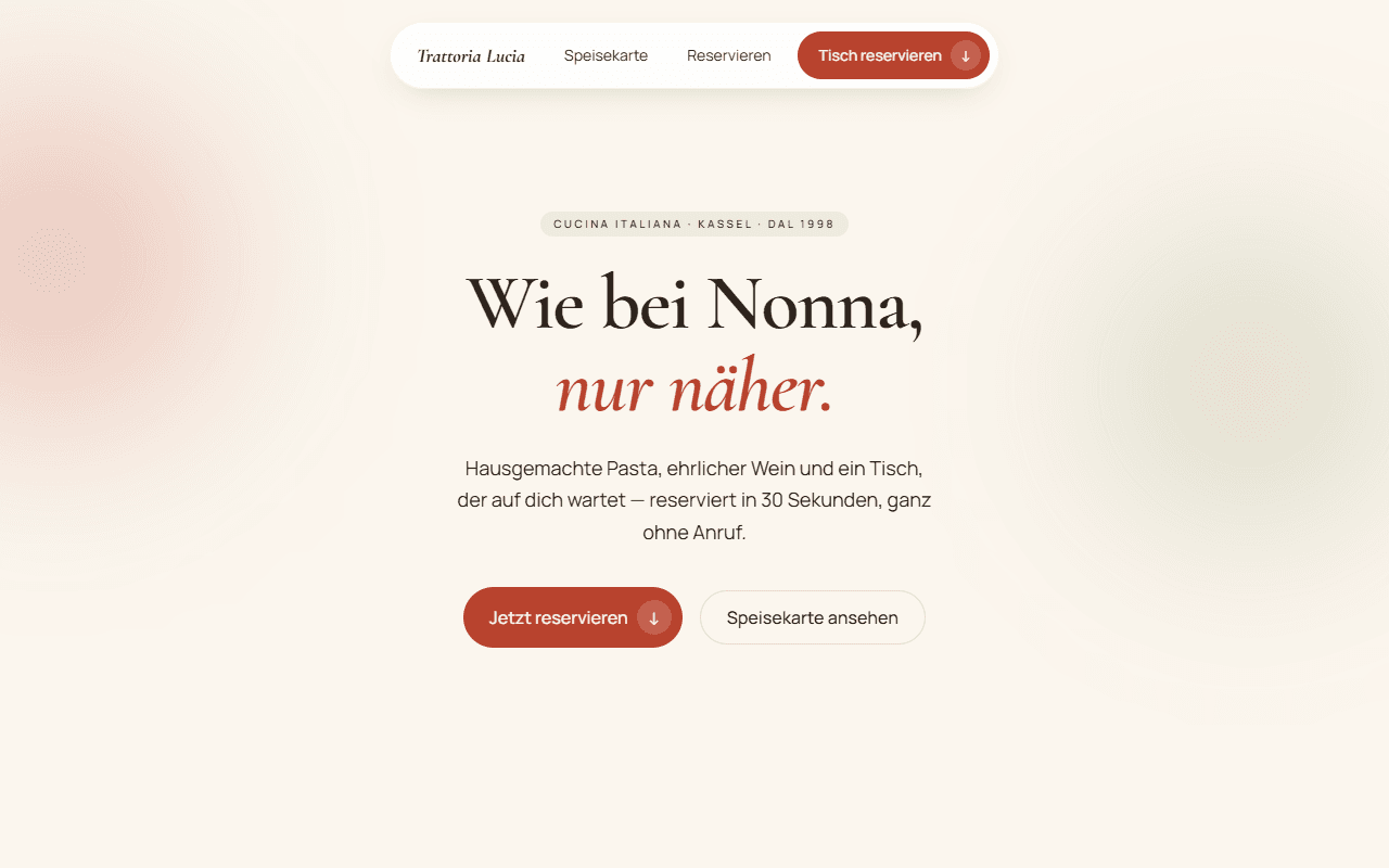 Vorschau der Trattoria Lucia Demo-Website
